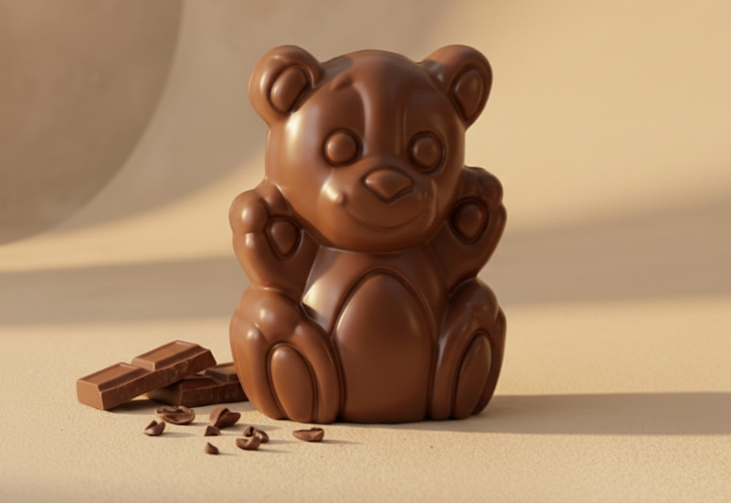 Nahaufnahme des Schoko-Bärchens