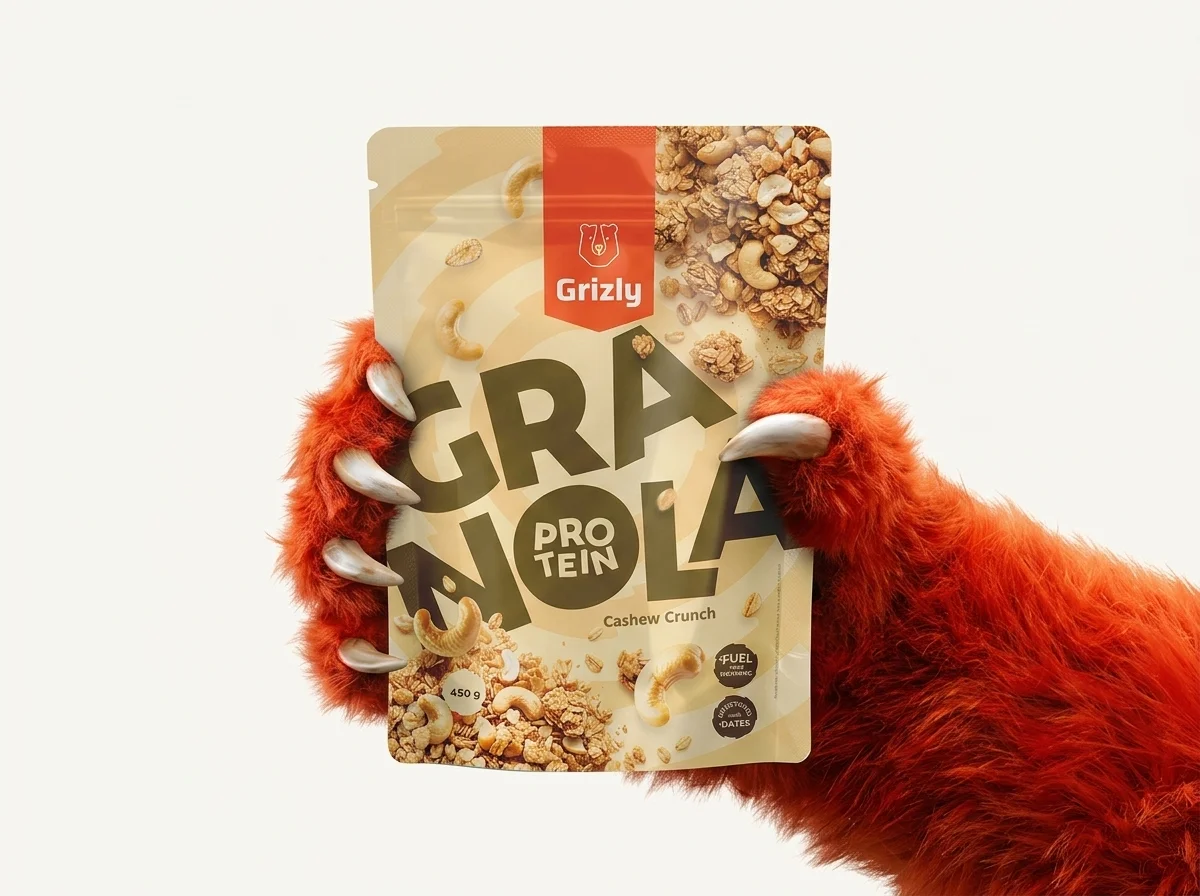 GRIZLY Pfote und Verpackung