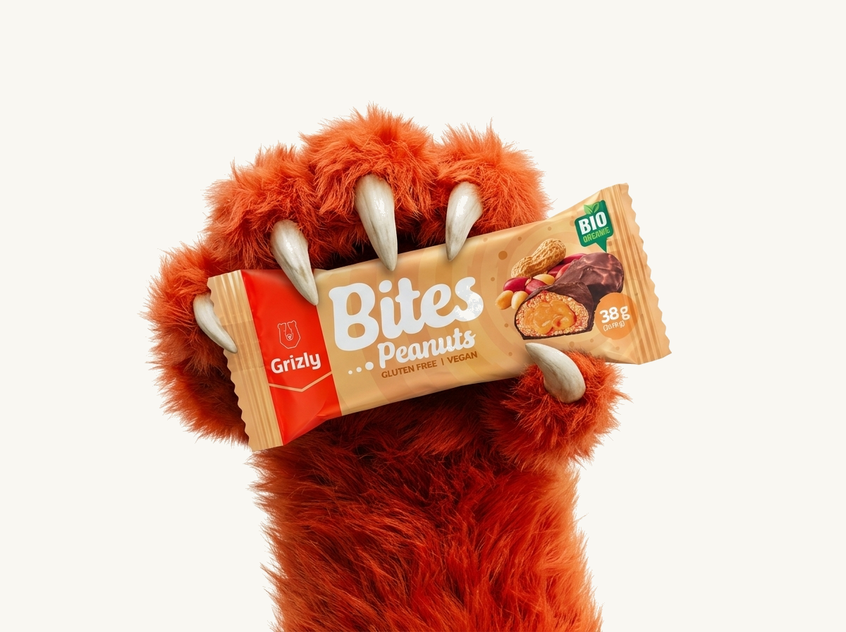 Bärenpfote hält die Packung