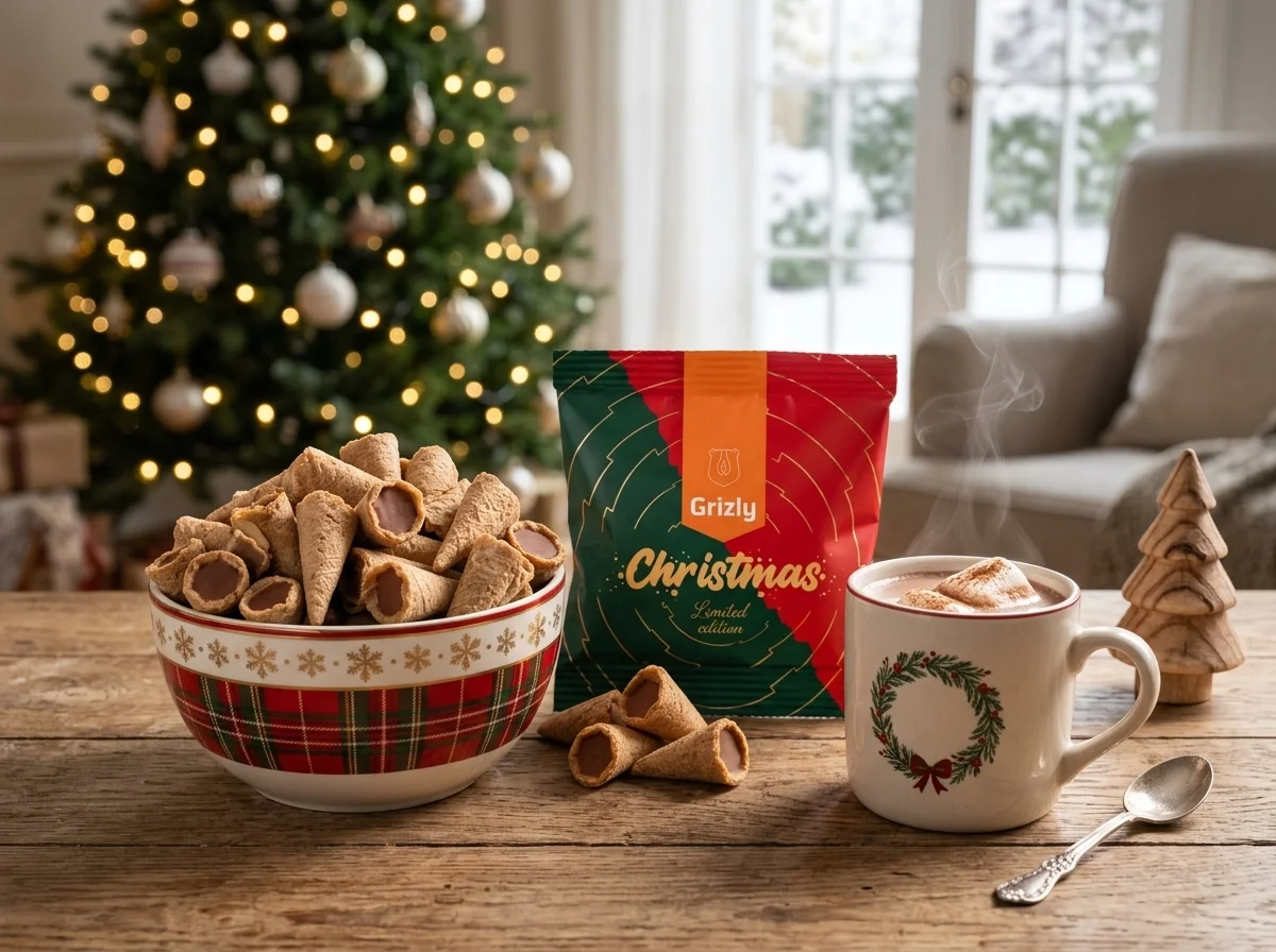 Weihnachtliche Spitztüten auf dem Tisch
