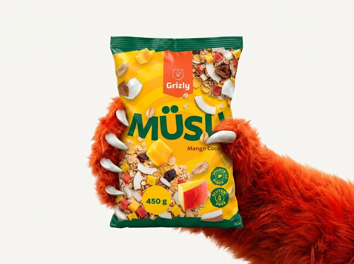Pfote mit Müsli