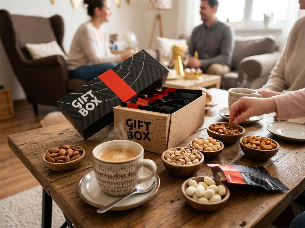 offene Box mit Nüssen