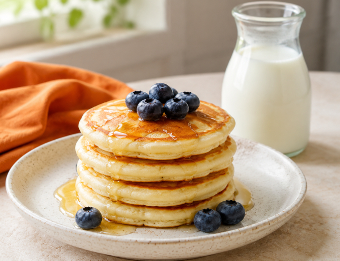 Kefir-Pancakes mit Blaubeeren und Kefir