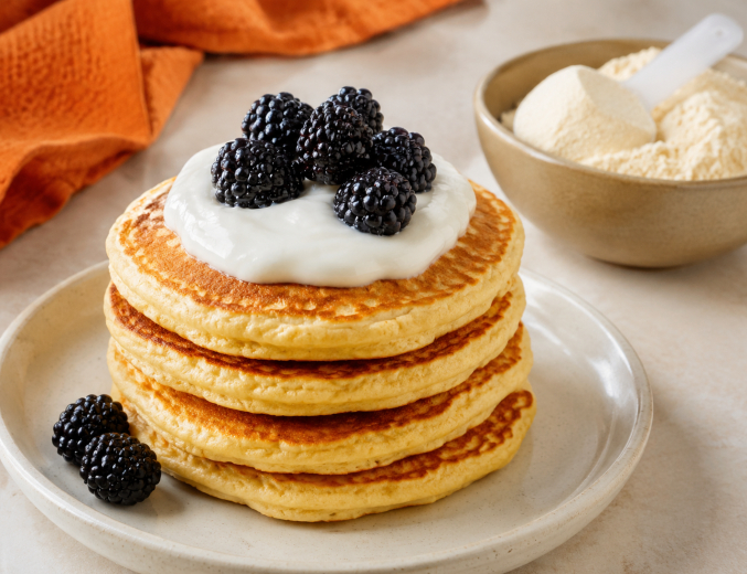 Protein-Pfannkuchen mit Skyr und Brombeeren