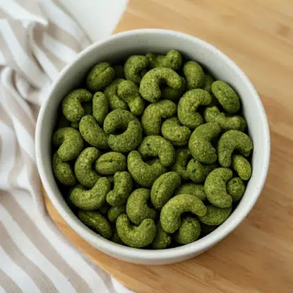 Cashews mit Matcha und Ingwer