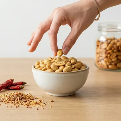 Erdnüsse geröstet mit Chili und Senf