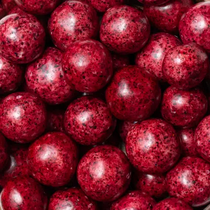 Gefriergetrocknete Johannisbeeren in weißer Schokolade