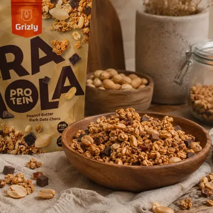 Granola mit Protein-Erdnusscreme und Dattel-Schokodrops 6 x 450 g