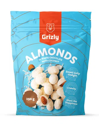 Mandeln in weißer Schokolade mit Kokos