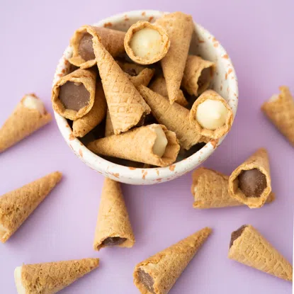 Mini-Cones mit Haselnussschokolade