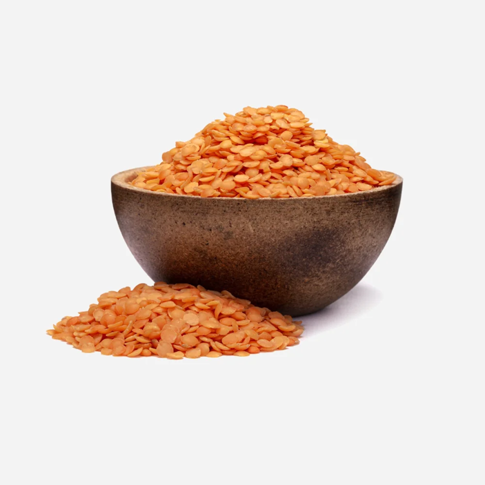 Rote Linsen halbiert