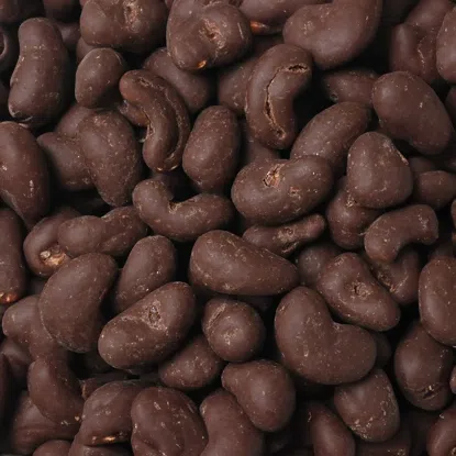 Skinny Dipped Cashews in really dark chocolate